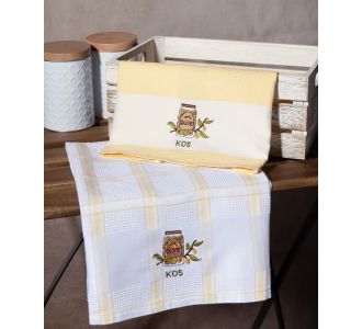 Σετ 2 τεμαχίων ποτηρόπανα (50cm x 70cm) βάζο κίτρινο KOS 6978000003361 SilkFashion |  Πετσέτες Κουζίνας στο espiti