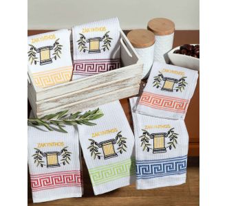 Σετ 12 τεμαχίων ποτηρόπανα (45cm x 65cm) κίωνας ZAKYNTHOS 6978000003431 SilkFashion |  Πετσέτες Κουζίνας στο espiti
