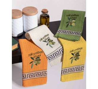 Σετ 12 τεμαχίων ποτηρόπανα (45cm x 65cm) καρπός ελιάς ZAKYNTHOS 6978000003434 SilkFashion |  Πετσέτες Κουζίνας στο espiti