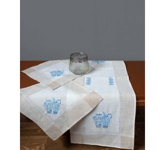 Σετ 3 τεμαχίών 3741 (40cm x 110cm 2x40cm x 40cm) εκρού μπλέ 6978000003458 SilkFashion |  Τραπεζομάντηλα στο espiti