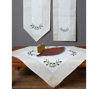 Τραπεζοκαρέ bg23a (135cm x 135cm) ivory με μαύρη ελιά 6978000003588 SilkFashion |  Τραπεζομάντηλα στο espiti