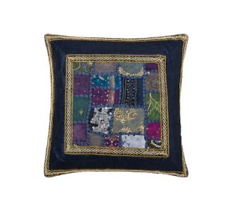 Μαξιλαροθήκη antic με φάσα (45cm x 45cm) μπλέ σκούρο 6978000003958 SilkFashion |  Μαξιλάρια διακοσμητικά στο espiti