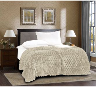 Διακοσμητική γούνινη κουβέρτα mink (220cm x 240cm) ivory 5206978073274 SilkFashion |  Κουβέρτες fleece Υπέρδιπλες στο espiti