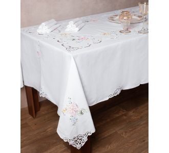 Χειροποίητο τραπεζομάντηλο 800a (160cm x 300cm) λευκό με χρώμα 6978000004964 SilkFashion |  Τραβέρσες  στο espiti