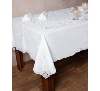 Χειροποίητο τραπεζομάντηλο 800a (160cm x 300cm) λευκό 6978000004965 SilkFashion |  Τραβέρσες  στο espiti