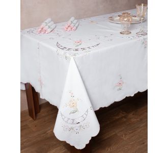 Χειροποίητο τραπεζομάντηλο A152 (165cm x 250cm) λευκό με χρώμα 6978000004966 SilkFashion |  Τραβέρσες  στο espiti