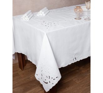 Χειροποίητο κοφτό τραπεζομάντηλο 950 (180cm x 260cm) λευκό 6978000004967 SilkFashion |  Τραπεζομάντηλα στο espiti