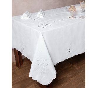 Χειροποίητο κοφτό τραπεζομάντηλο 432 (180cm x 260cm) λευκό 6978000004968 SilkFashion |  Τραπεζομάντηλα στο espiti
