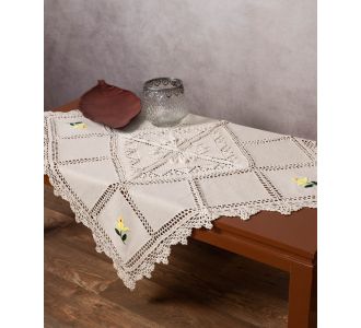 Καρέ με πλεκτό και απλικέ (90cm x 90cm) 030 κίτρινο λουλούδι 6978000003998 SilkFashion |  Τραβέρσες  στο espiti