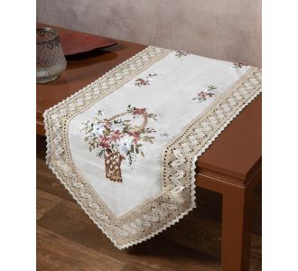 Τραβέρσα με ροκοκό και πλεκτό (45cm x 180cm) 4100 6978000004003 SilkFashion |  Τραπεζομάντηλα στο espiti
