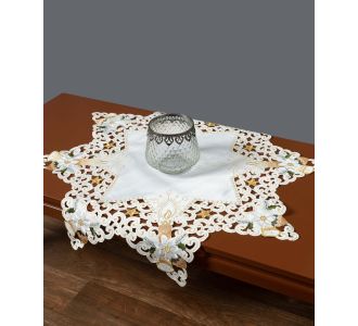 χριστουγεννιάτικο καρέ (90cm x 90cm) 8213 star ivory 6978000004063 SilkFashion |  Χριστουγεννιάτικα Τραπεζομάντηλα  στο espiti