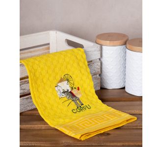Σετ 12 τεμαχίων ποτηρόπανα γκοφρέ (50cm x 70cm) κίτρινος γαίδαρος CORFU 6978000004208 SilkFashion |  Πετσέτες Κουζίνας στο espiti