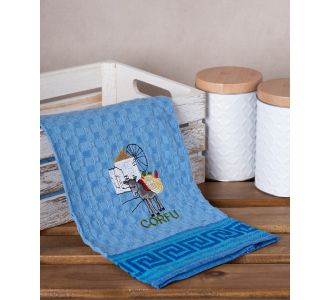Σετ 12 τεμαχίων ποτηρόπανα γκοφρέ (50cm x 70cm) μπλέ γαίδαρος CORFU 6978000004210 SilkFashion |  Πετσέτες Κουζίνας στο espiti