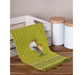 Σετ 12 τεμαχίων ποτηρόπανα γκοφρέ (50cm x 70cm) πράσινο γαίδαρος CORFU 6978000004212 SilkFashion |  Πετσέτες Κουζίνας στο espiti