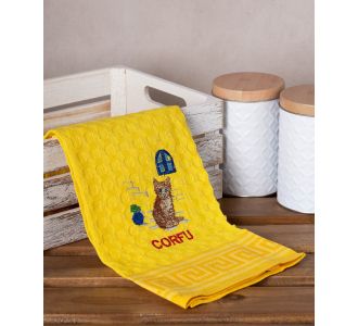 Σετ 12 τεμαχίων ποτηρόπανα γκοφρέ (50cm x 70cm) κίτρινο γάτα CORFU 6978000004213 SilkFashion |  Πετσέτες Κουζίνας στο espiti