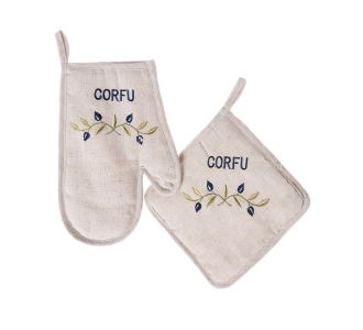 Γάντι πιάστρα CORFU (σετ 2 τεμαχίων) μπλέ 6978000004987 SilkFashion |  Ποδιές - Πιάστρες στο espiti