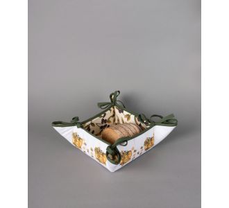 Βαμβακερή ψωμιέρα με στάμπα (35cm x 35cm) πυθάρι λευκό 6978000005001 SilkFashion |  Σουπλά στο espiti