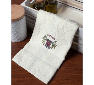 Δωδεκάδα πετσέτες χεριών (30cm x 50cm) ivory με κόκκινο κίωνα ΡΟΔΟΣ 5206978160264 SilkFashion |  Πετσέτες Κουζίνας στο espiti