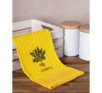 Σετ 12 τεμαχίων ποτηρόπανα γκοφρέ (50cm x 70cm) κίτρινο γλάστρα CORFU 6978000004219 SilkFashion |  Πετσέτες Κουζίνας στο espiti