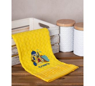 Σετ 12 τεμαχίων ποτηρόπανα γκοφρέ (50cm x 70cm) κίτρινος εκκλησία CORFU 6978000004223 SilkFashion |  Πετσέτες Κουζίνας στο espiti