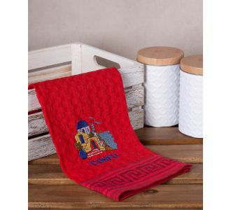 Σετ 12 τεμαχίων ποτηρόπανα γκοφρέ (50cm x 70cm) κόκκινο εκκλησία CORFU 6978000004224 SilkFashion |  Πετσέτες Κουζίνας στο espiti