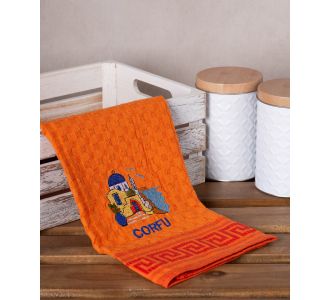 Σετ 12 τεμαχίων ποτηρόπανα γκοφρέ (50cm x 70cm) πορτοκαλί εκκλησία CORFU 6978000004227 SilkFashion |  Πετσέτες Κουζίνας στο espiti