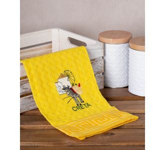 Σετ 12 τεμαχίων ποτηρόπανα γκοφρέ (50cm x 70cm) κίτρινος γαίδαρος CRETA 6978000004229 SilkFashion |  Πετσέτες Κουζίνας στο espiti