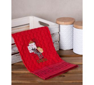 Σετ 12 τεμαχίων ποτηρόπανα γκοφρέ (50cm x 70cm) κόκκινο γάιδαρος CRETA 6978000004230 SilkFashion |  Πετσέτες Κουζίνας στο espiti