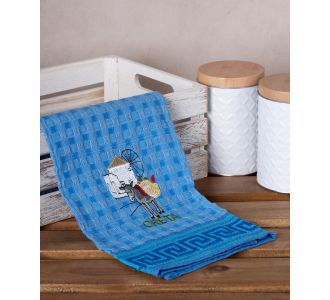 Σετ 12 τεμαχίων ποτηρόπανα γκοφρέ (50cm x 70cm) μπλέ γαίδαρος CRETA 6978000004232 SilkFashion |  Πετσέτες Κουζίνας στο espiti