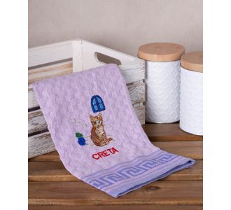 Σετ 12 τεμαχίων ποτηρόπανα γκοφρέ (50cm x 70cm) λιλά γάτα CRETA 6978000004237 SilkFashion |  Πετσέτες Κουζίνας στο espiti