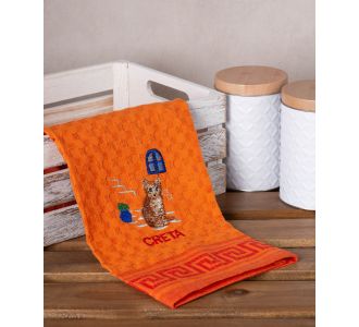 Σετ 12 τεμαχίων ποτηρόπανα γκοφρέ (50cm x 70cm) πορτοκαλί γάτα CRETA 6978000004239 SilkFashion |  Πετσέτες Κουζίνας στο espiti