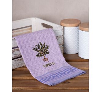 Σετ 12 τεμαχίων ποτηρόπανα γκοφρέ (50cm x 70cm) λιλά γλάστρα CRETA 6978000004242 SilkFashion |  Πετσέτες Κουζίνας στο espiti