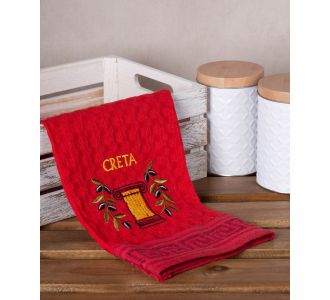 Σετ 12 τεμαχίων ποτηρόπανα γκοφρέ (50cm x 70cm) κόκκινο κίονας CRETA 6978000004245 SilkFashion |  Πετσέτες Κουζίνας στο espiti