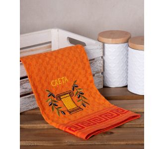 Σετ 12 τεμαχίων ποτηρόπανα γκοφρέ (50cm x 70cm) πορτοκαλί κίονας CRETA 6978000004247 SilkFashion |  Πετσέτες Κουζίνας στο espiti