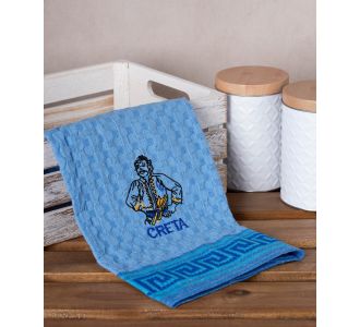 Σετ 12 τεμαχίων ποτηρόπανα γκοφρέ (50cm x 70cm) μπλέ κρητικός CRETA 6978000004250 SilkFashion |  Πετσέτες Κουζίνας στο espiti