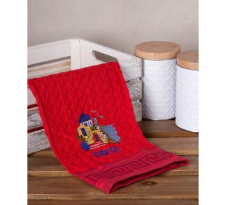 Σετ 12 τεμαχίων ποτηρόπανα γκοφρέ (50cm x 70cm) κόκκινο εκκλησία CRETA 6978000004252 SilkFashion |  Πετσέτες Κουζίνας στο espiti