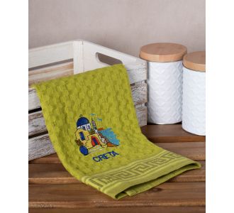 Σετ 12 τεμαχίων ποτηρόπανα γκοφρέ (50cm x 70cm) πράσινο εκκλησία CRETA 6978000004256 SilkFashion |  Πετσέτες Κουζίνας στο espiti