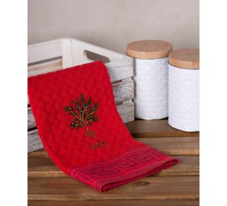 Σετ 12 τεμαχίων ποτηρόπανα γκοφρέ (50cm x 70cm) κόκκινο γλάστρα  KOS 6978000004266 SilkFashion |  Πετσέτες Κουζίνας στο espiti