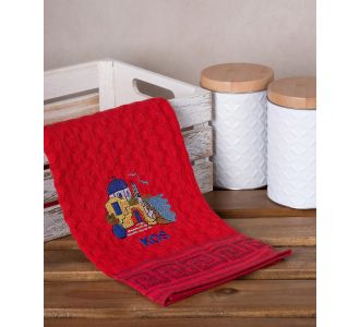 Σετ 12 τεμαχίων ποτηρόπανα γκοφρέ (50cm x 70cm) κόκκινο εκκλησία KOS 6978000004269 SilkFashion |  Πετσέτες Κουζίνας στο espiti