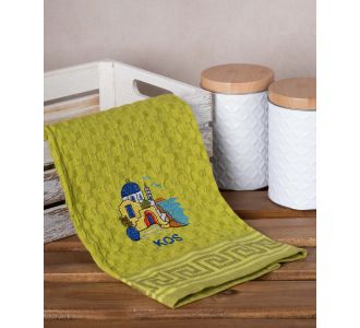 Σετ 12 τεμαχίων ποτηρόπανα γκοφρέ (50cm x 70cm) πράσινο εκκλησία KOS 6978000004271 SilkFashion |  Πετσέτες Κουζίνας στο espiti