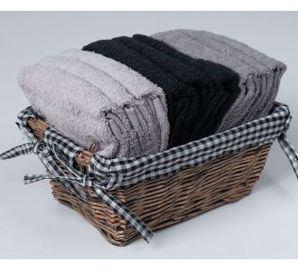 Σετ λαβέτες σε καλάθι 9 τεμάχια (30cm x 30cm) γκρί 6978000004331 SilkFashion |  Σετ Πετσέτες στο espiti