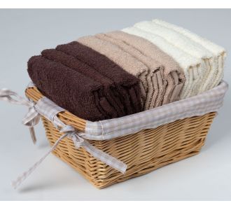 Σετ λαβέτες σε καλάθι 9 τεμάχια (30cm x 30cm) καφέ 6978000004332 SilkFashion |  Σετ Πετσέτες στο espiti