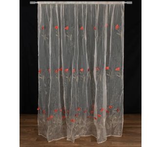 Κουρτίνα ανάγλυφο κόκκινο λουλούδι (280cm x 300cm) με τρέσα 6978000004365 Array |  Ετοιμες μονοχρωμες κουρτίνες στο espiti