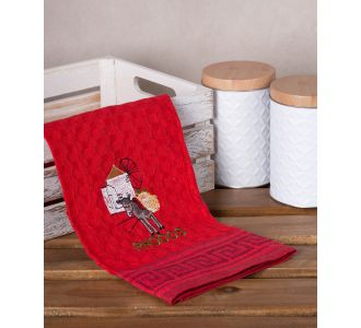 Σετ 12 τεμαχίων ποτηρόπανα γκοφρέ (50cm x 70cm) κόκκινο γάιδαρος RHODES 6978000004384 SilkFashion |  Πετσέτες Κουζίνας στο espiti