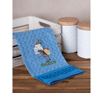 Σετ 12 τεμαχίων ποτηρόπανα γκοφρέ (50cm x 70cm) μπλέ γαίδαρος RHODES 6978000004386 SilkFashion |  Πετσέτες Κουζίνας στο espiti