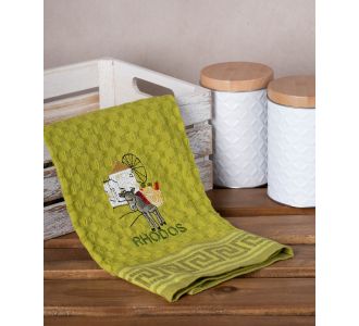 Σετ 12 τεμαχίων ποτηρόπανα γκοφρέ (50cm x 70cm) πράσινο γαίδαρος RHODES 6978000004403 SilkFashion |  Πετσέτες Κουζίνας στο espiti