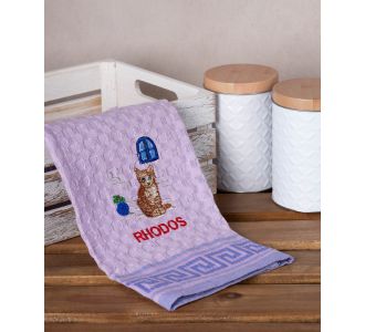 Σετ 12 τεμαχίων ποτηρόπανα γκοφρέ (50cm x 70cm) λιλά γάτα RHODES 6978000004406 SilkFashion |  Πετσέτες Κουζίνας στο espiti
