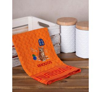 Σετ 12 τεμαχίων ποτηρόπανα γκοφρέ (50cm x 70cm) πορτοκαλί γάτα RHODES 6978000004408 SilkFashion |  Πετσέτες Κουζίνας στο espiti