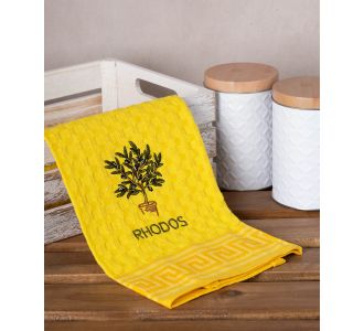 Σετ 12 τεμαχίων ποτηρόπανα γκοφρέ (50cm x 70cm) κίτρινο γλάστρα RHODES 6978000004410 SilkFashion |  Πετσέτες Κουζίνας στο espiti