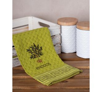 Σετ 12 τεμαχίων ποτηρόπανα γκοφρέ (50cm x 70cm) πράσινο γλάστρα RHODES 6978000004544 SilkFashion |  Πετσέτες Κουζίνας στο espiti